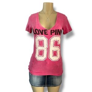Pink Graphic V-Neck T-Shirt